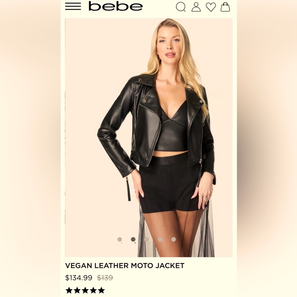 Bebe Leather Jacket Size Small